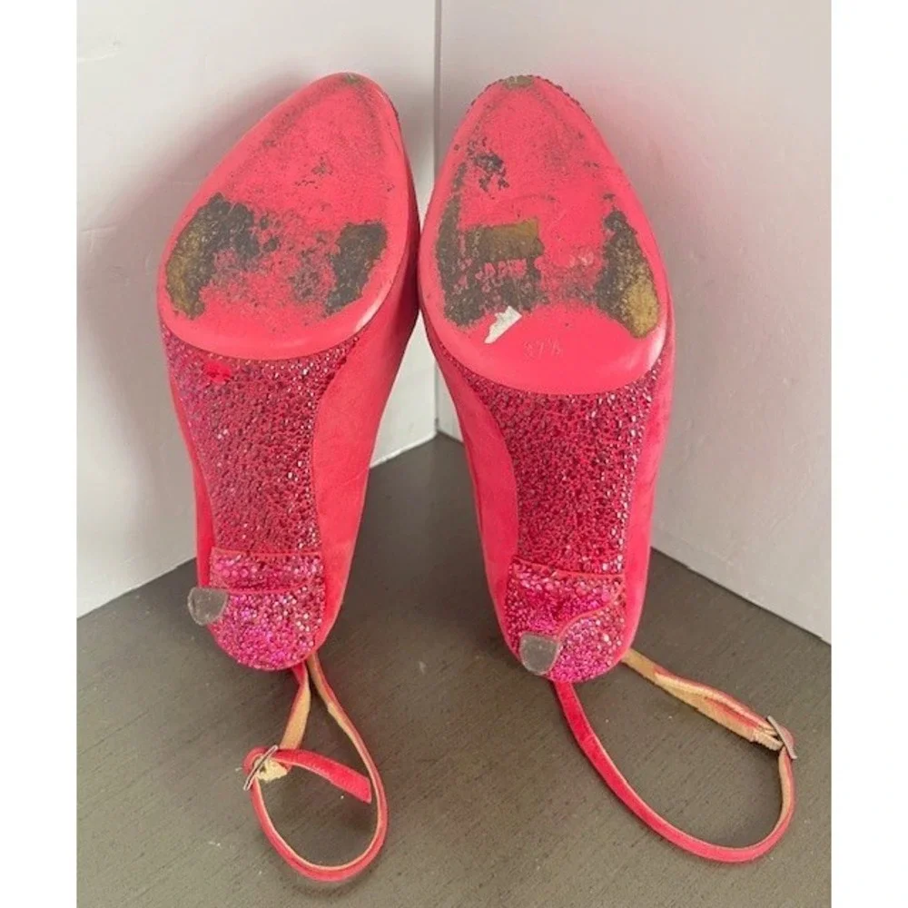 JIMMY CHOO Shoe Pink Tame Swarovski Crystal embellished Suede Pumps Heels 37.5/7